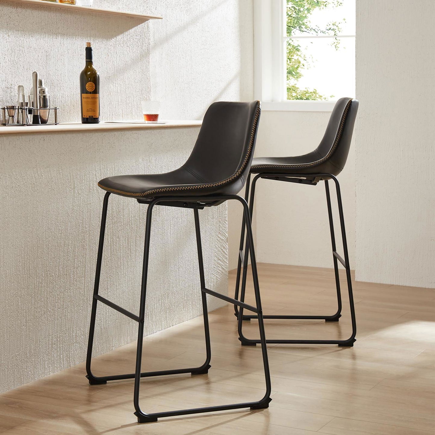 Metal Bar Stools Counter Height- Dining Chair Set of 2 himalipasal