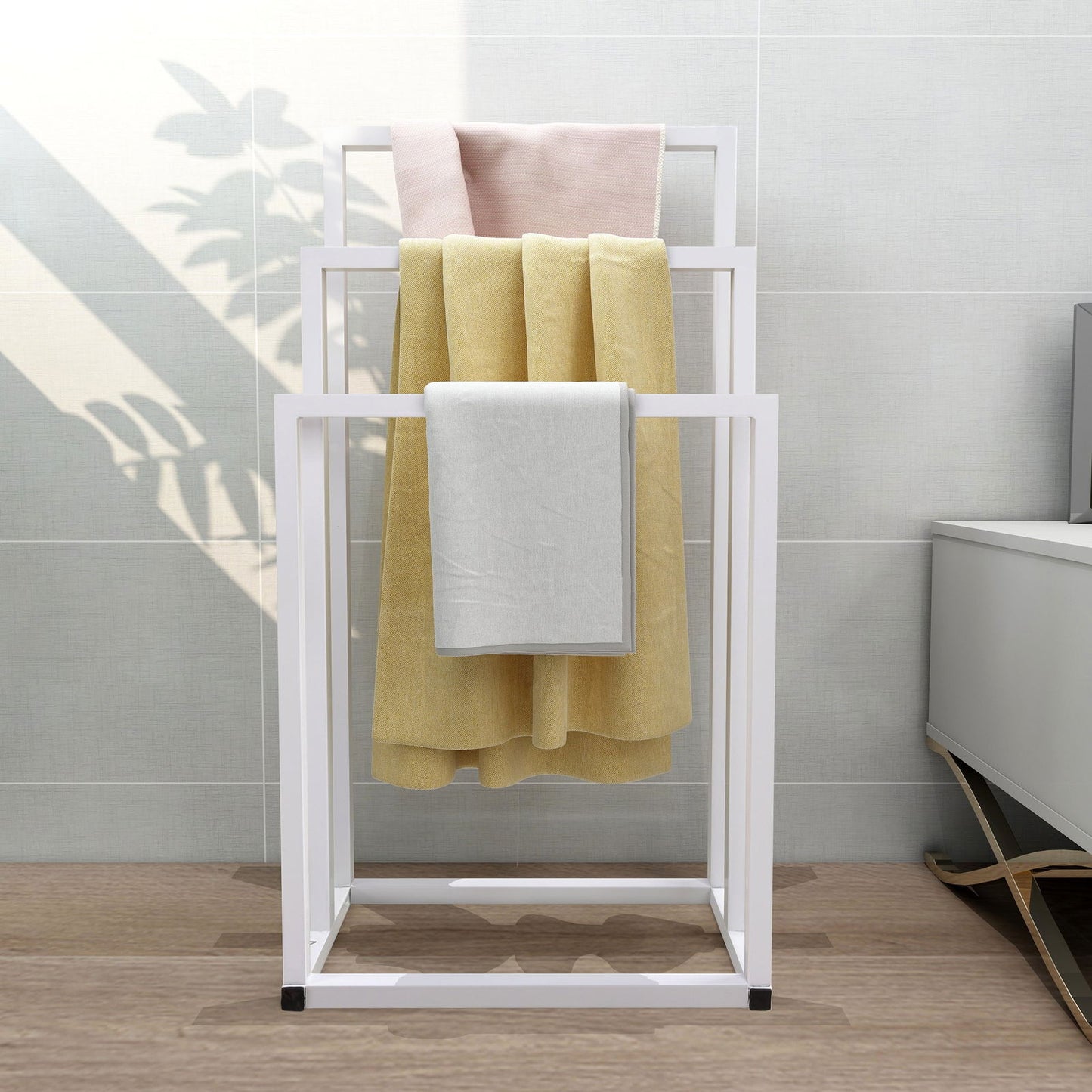 Metal Freestanding Towel Rack 3 Tiers Hand Towel Holder Organizer for Bathroom Accessories, White himalipasal