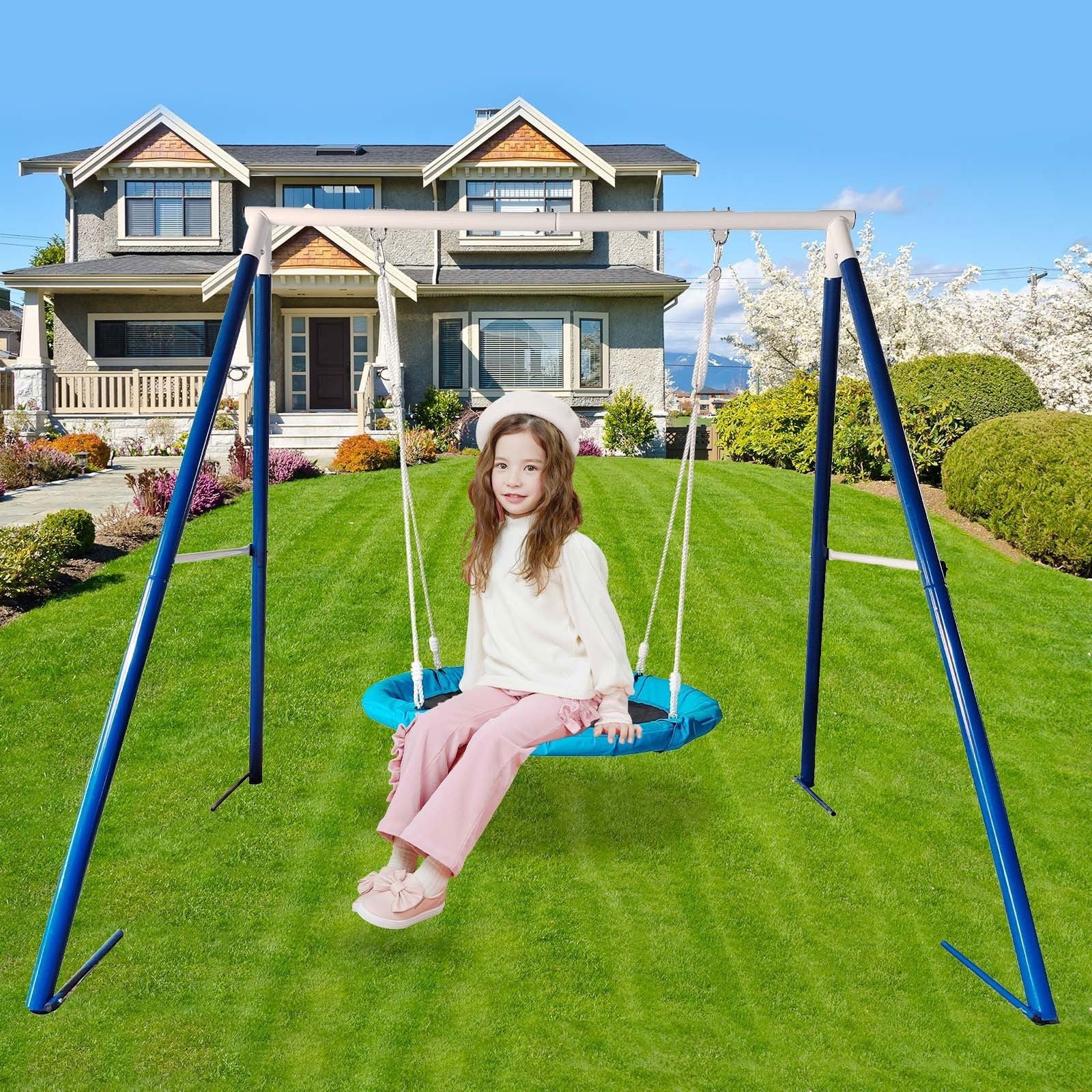 Metal Swing Stand With Saucer Outdoor Playground Metal Swing Set For Kids Outdoor Play Equipment himalipasal