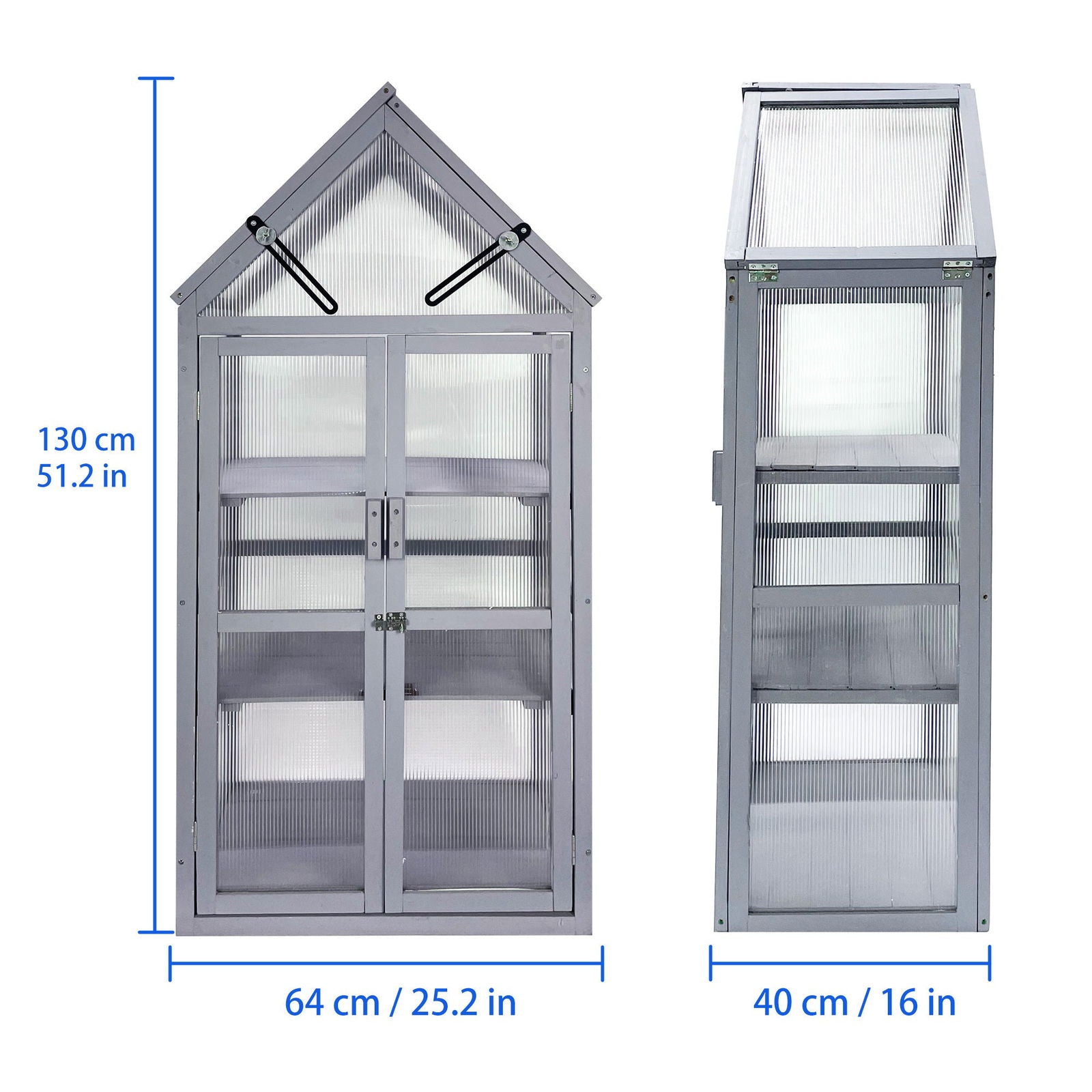 Mini Greenhouse Kit - Outdoor Small Green House, Wood, Plant Stand for Indoor Garden & Patio Balcony Apartments Porch Terrace Outsid Accessories, UV-Resistant, Gray himalipasal