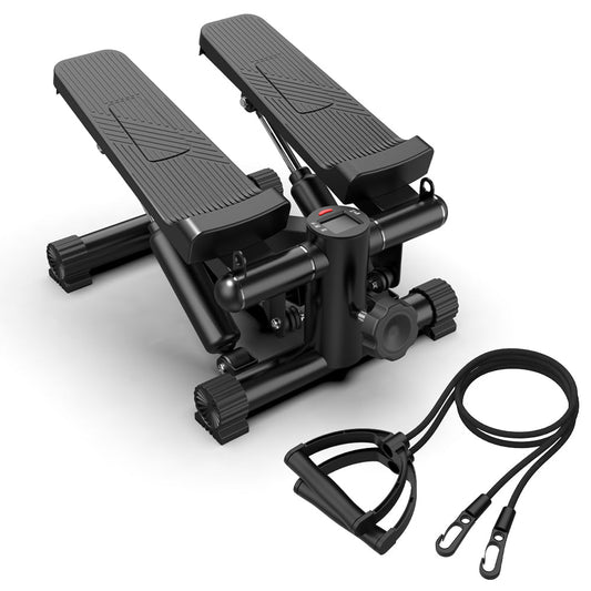 Mini Steppers for Exercise, Stair Stepper with Resistance Bands, Mini Stepper with 300LBS Loading Capacity, Hydraulic Fitness Stepper with LCD Monitor(Black) himalipasal