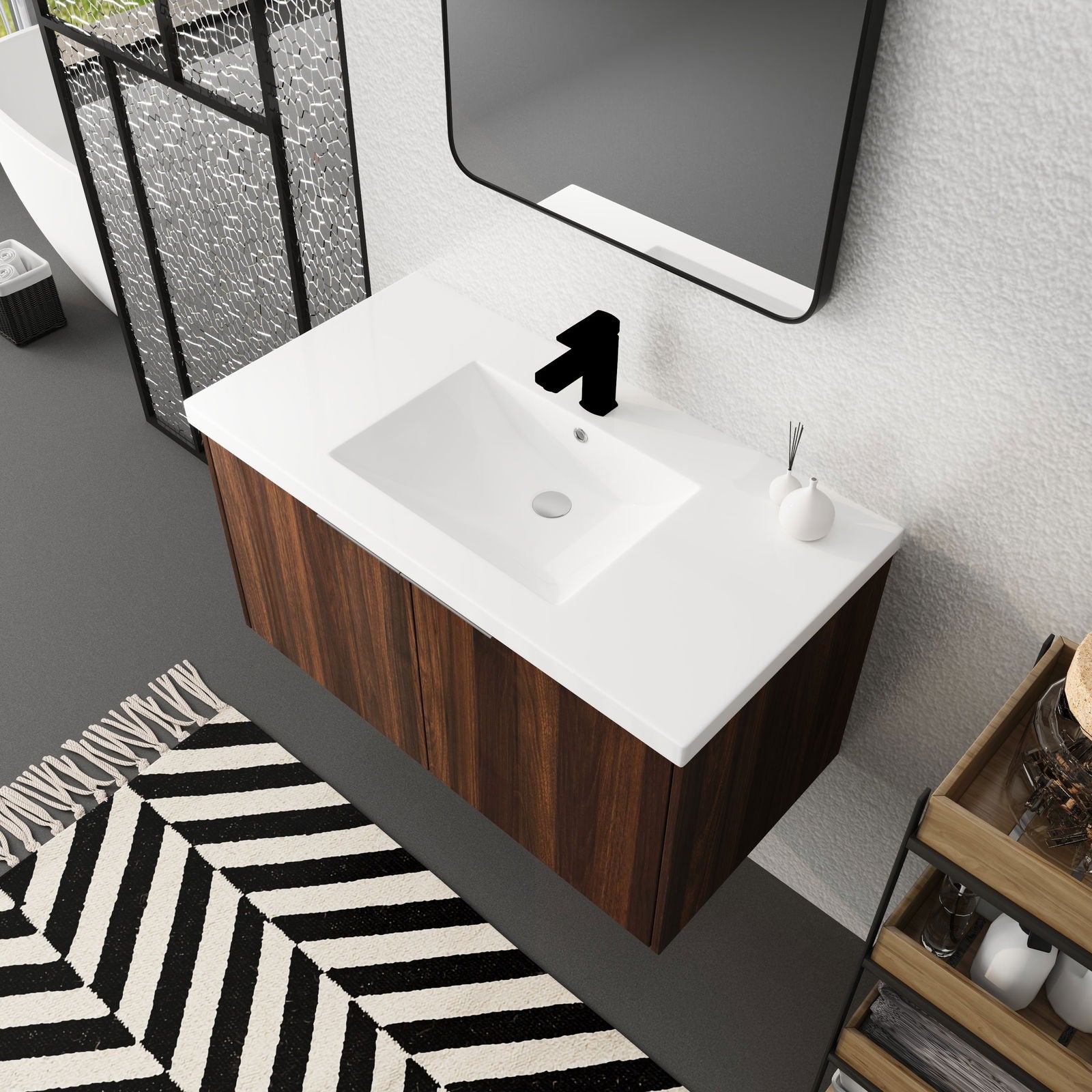 Modern Design 36 Inch Float Mounting Bathroom Vanity With Sink Soft Close Door,2 Doors-00636CAW(KD-Packing) himalipasal