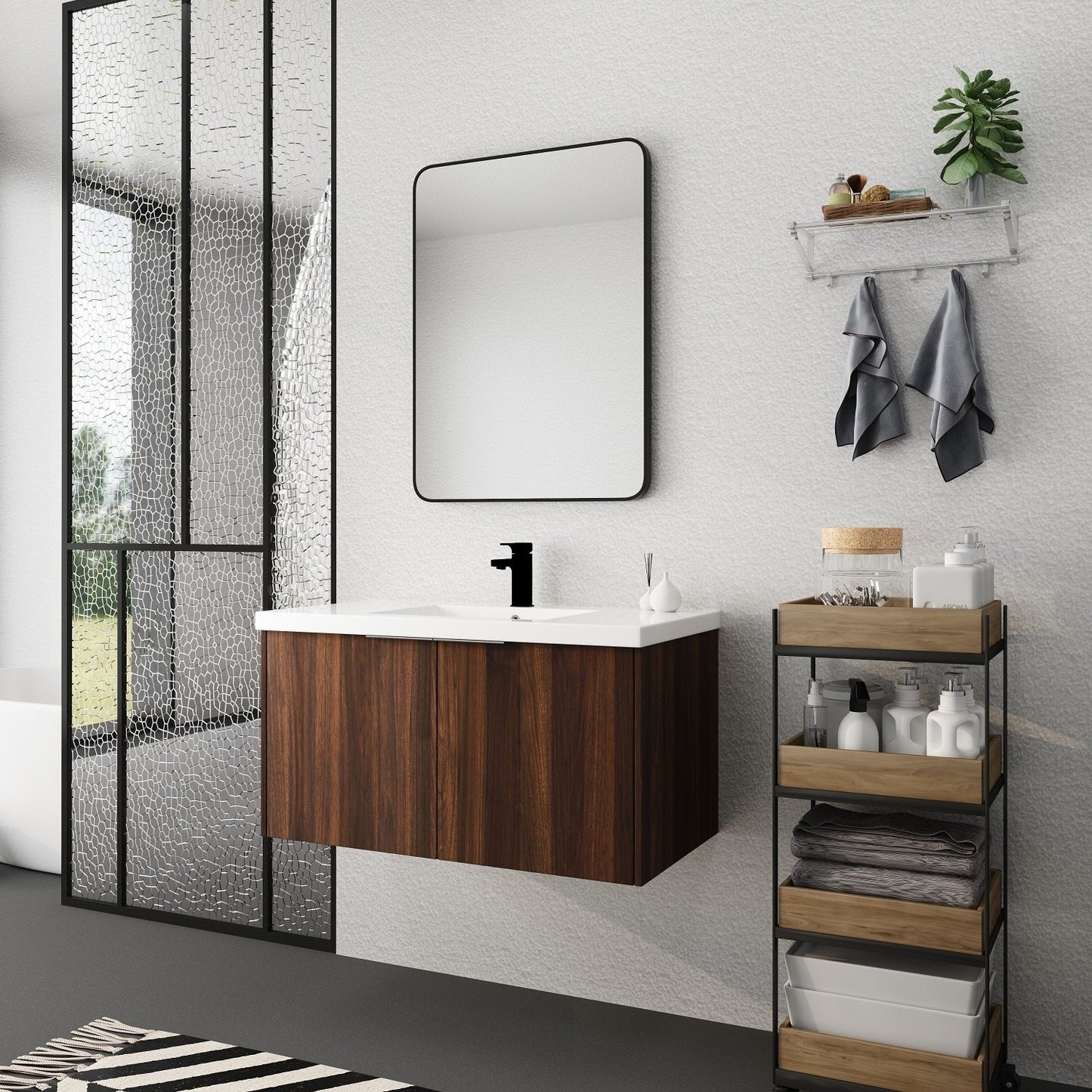 Modern Design 36 Inch Float Mounting Bathroom Vanity With Sink Soft Close Door,2 Doors-00636CAW(KD-Packing) himalipasal