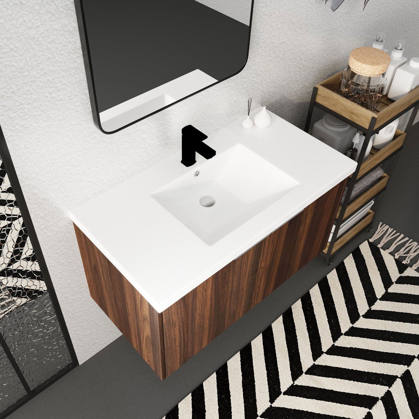 Modern Design 36 Inch Float Mounting Bathroom Vanity With Sink Soft Close Door,2 Doors-00636CAW(KD-Packing) himalipasal