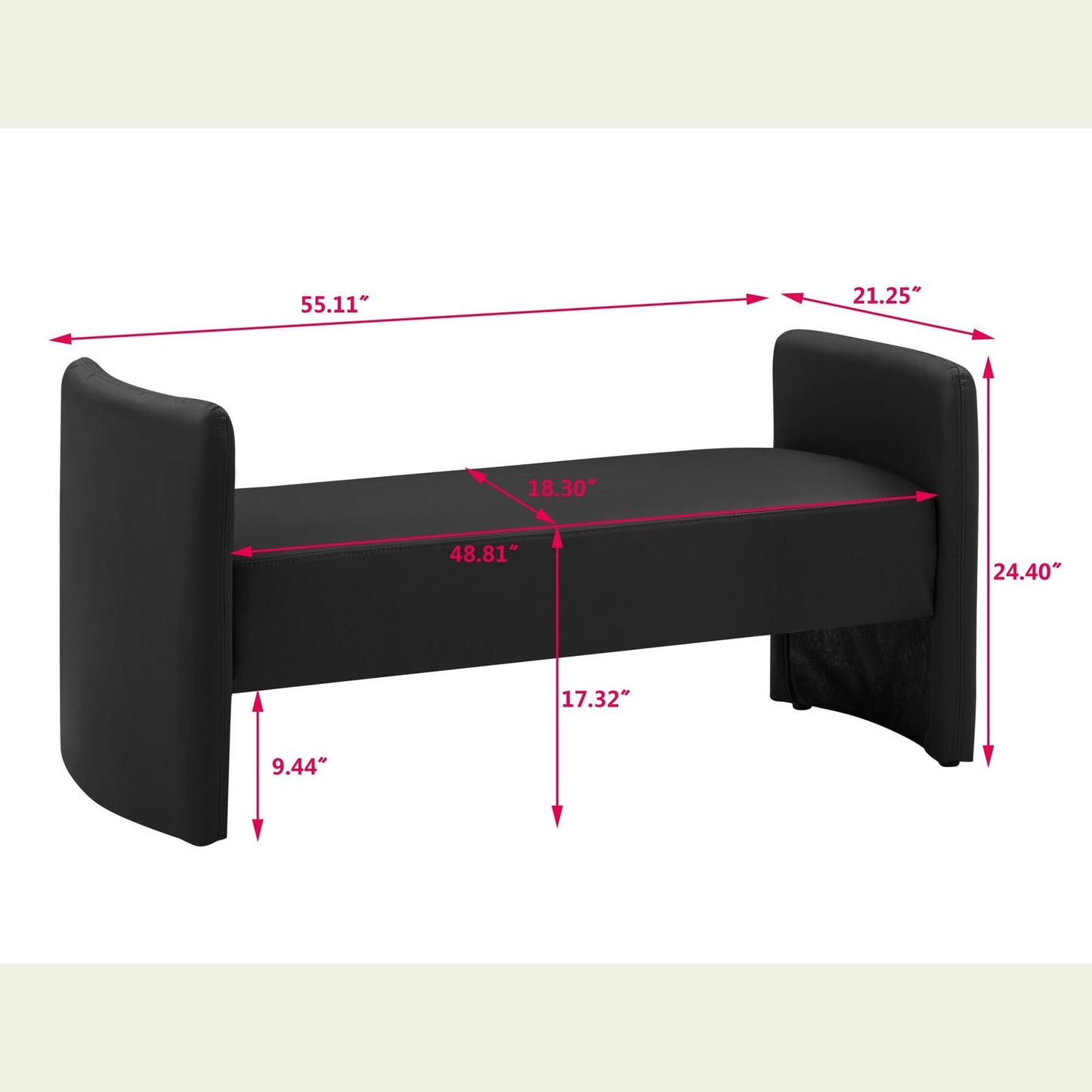 Modern Upholstered Bed Bench Entryway BenchOttoman with Armrest himalipasal