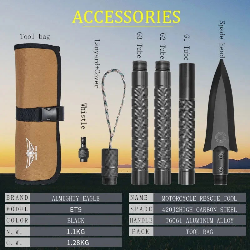 Motorcycle Rescue Tool Survival Shovel, Multi Tool Hammer, Hatchet, Mushroom Digging Spade, Camping Equipment himalipasal