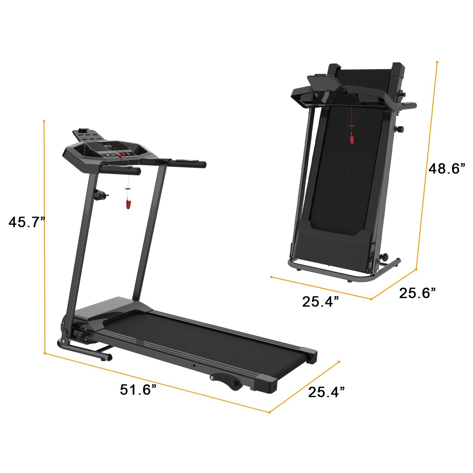 Motorized Electric Treadmill for Home - 3 Level Manual Inclination & Foldable Running Machine with 12 Programs with Phone Holder himalipasal