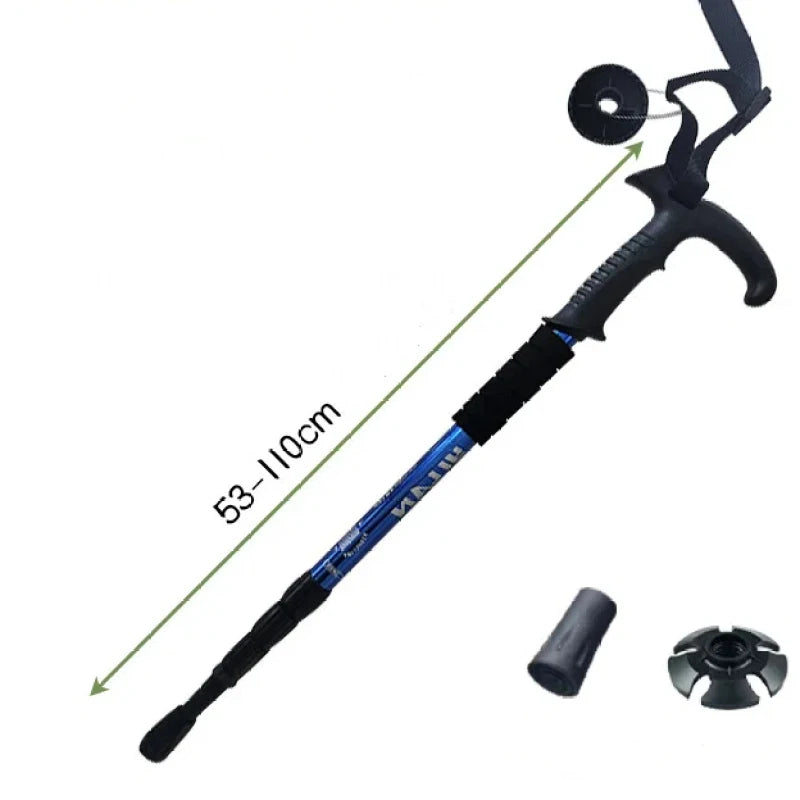 Mountaineering Cane Made of Aluminum Alloy, Convenient Telescopic Cane, Shock Absorber, Straight Handle Cane, Hiking Cane himalipasal