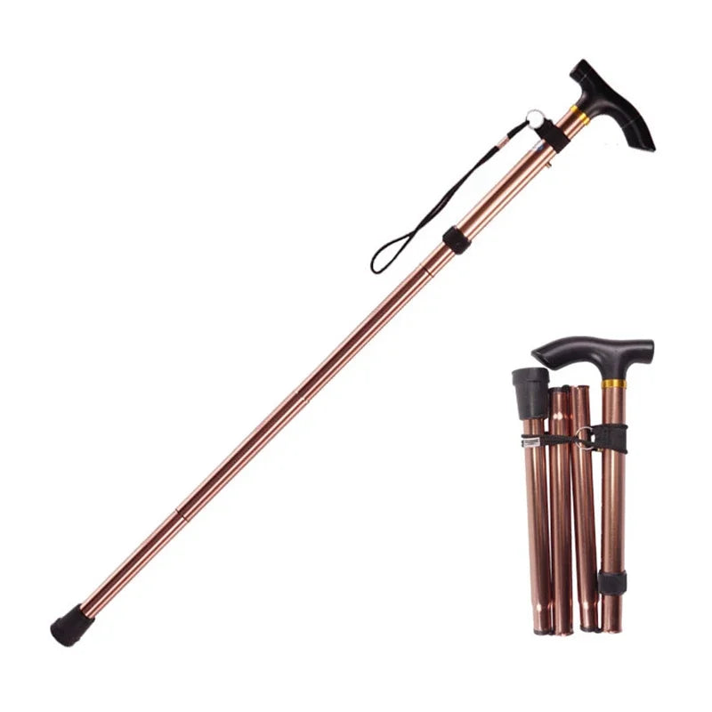 Multifunction Walking Stick Trekking Poles Telescopic Fold Crutches Hiking Stick Crutch Elderly Metal Stick Walking Cane Outdoor himalipasal