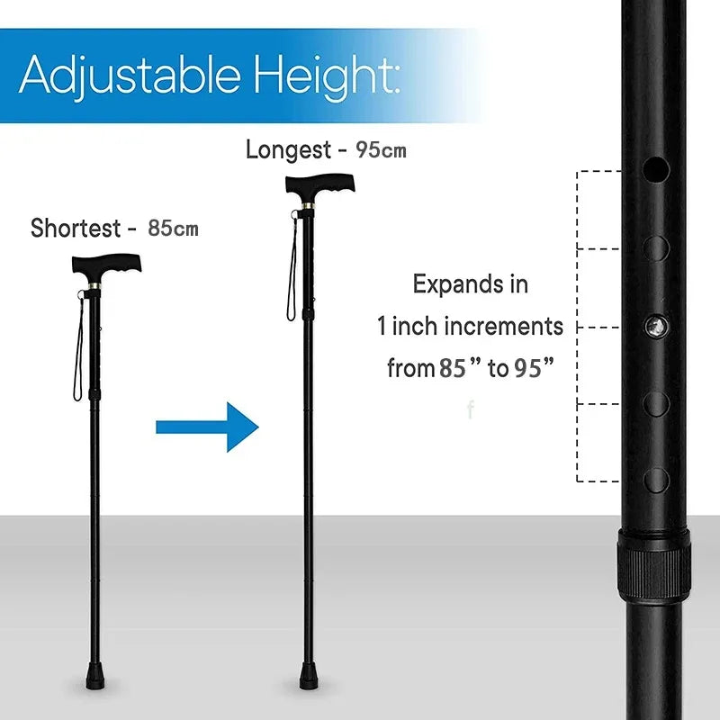 Multifunction Walking Stick Trekking Poles Telescopic Fold Crutches Hiking Stick Crutch Elderly Metal Stick Walking Cane Outdoor himalipasal