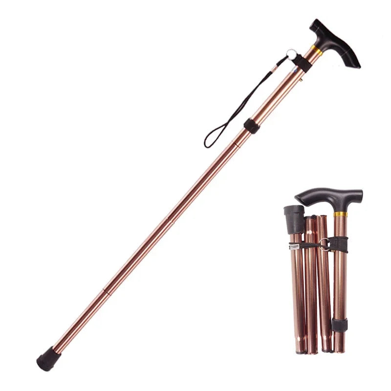 Multifunction Walking Stick Trekking Poles Telescopic Fold Crutches Hiking Stick Crutch Elderly Metal Stick Walking Cane Outdoor himalipasal