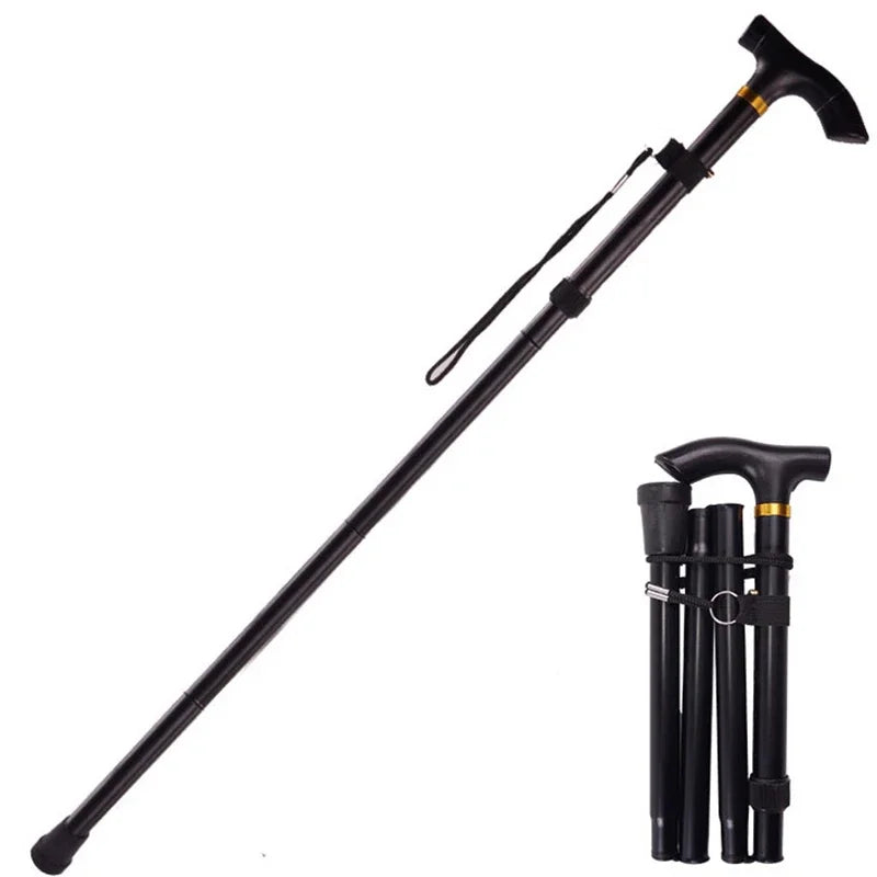 Multifunction Walking Stick Trekking Poles Telescopic Fold Crutches Hiking Stick Crutch Elderly Metal Stick Walking Cane Outdoor himalipasal