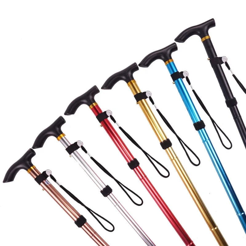 Multifunction Walking Stick Trekking Poles Telescopic Fold Crutches Hiking Stick Crutch Elderly Metal Stick Walking Cane Outdoor himalipasal