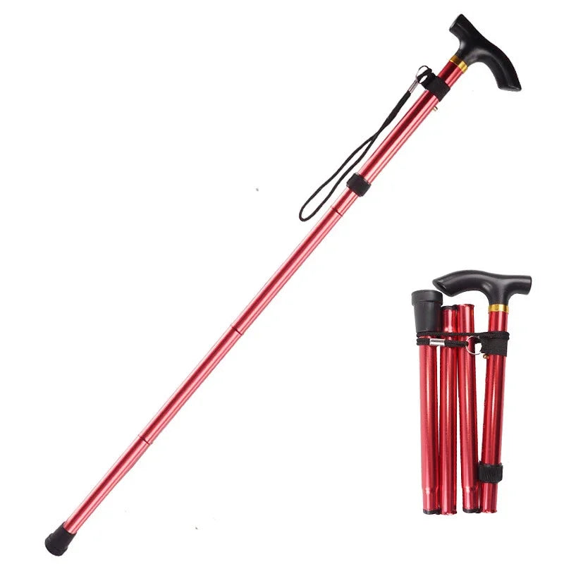 Multifunction Walking Stick Trekking Poles Telescopic Fold Crutches Hiking Stick Crutch Elderly Metal Stick Walking Cane Outdoor himalipasal