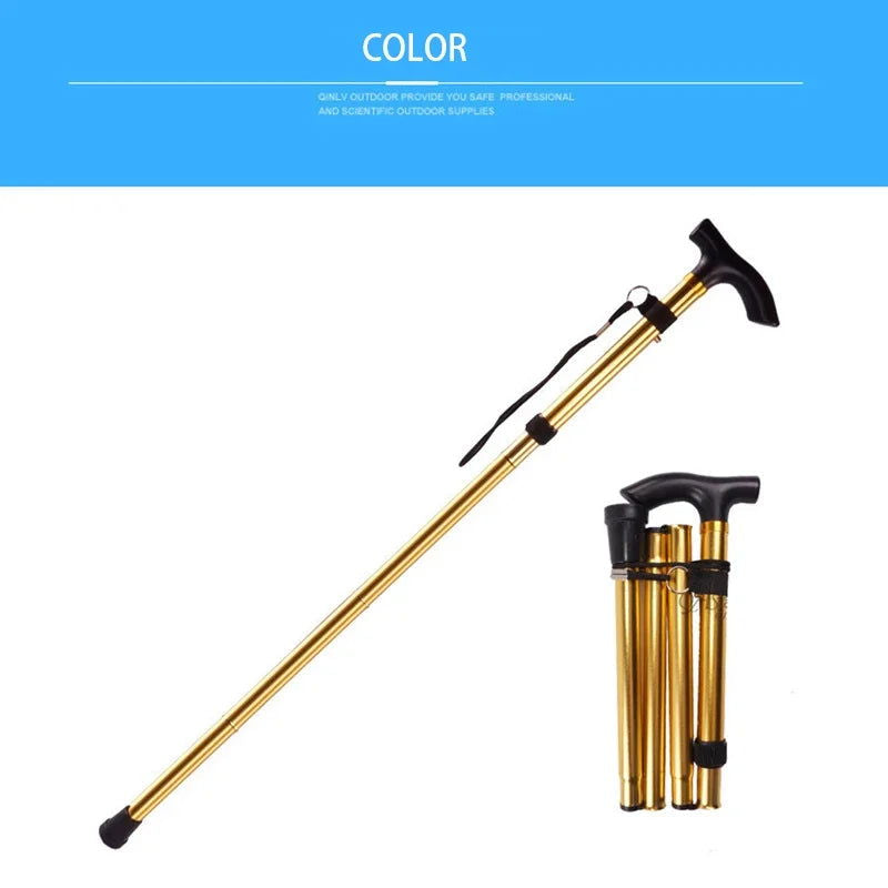 Multifunction Walking Stick Trekking Poles Telescopic Fold Crutches Hiking Stick Crutch Elderly Metal Stick Walking Cane Outdoor himalipasal