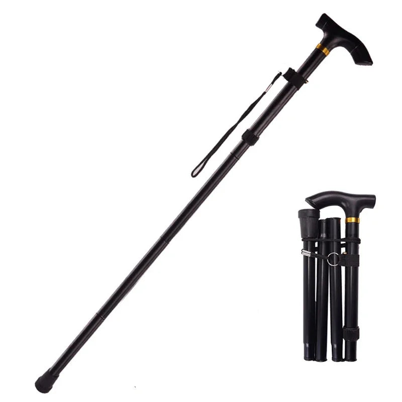 Multifunction Walking Stick Trekking Poles Telescopic Fold Crutches Hiking Stick Crutch Elderly Metal Stick Walking Cane Outdoor himalipasal