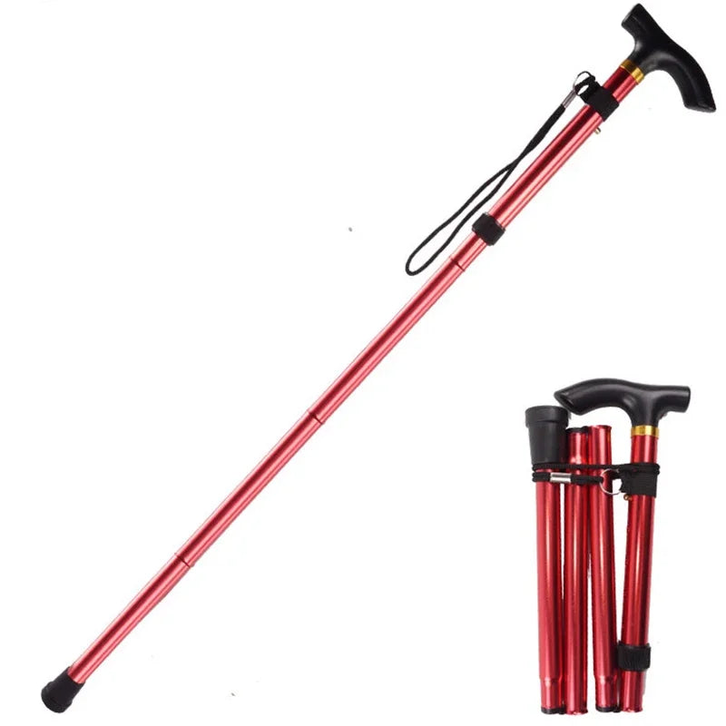 Multifunction Walking Stick Trekking Poles Telescopic Fold Crutches Hiking Stick Crutch Elderly Metal Stick Walking Cane Outdoor himalipasal