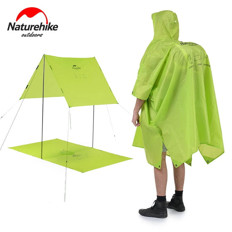 Naturehike Outdoor Raincoat Windbreaker 3in1 Multifunction Camping & Hiking Waterproof Poncho Nylon Travel Awning Mat himalipasal