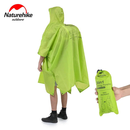 Naturehike Outdoor mountaineering walking 3 in 1 poncho Triad to groundsheet awning raincoat outdoor raincoat himalipasal