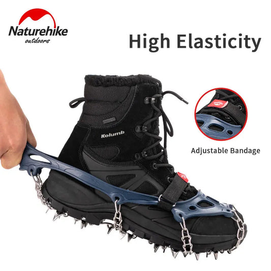 Naturehike Winter Crampons Outdoor Microspikes Ice Snow Walk Anti Slip Boots Bottom for 35-49 Shoes 10/25 Spikes Stainless Steel himalipasal