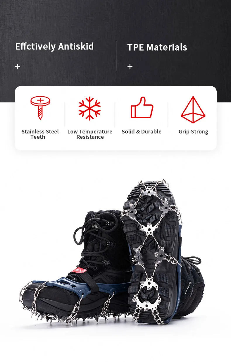 Naturehike Winter Crampons Outdoor Microspikes Ice Snow Walk Anti Slip Boots Bottom for 35-49 Shoes 10/25 Spikes Stainless Steel himalipasal