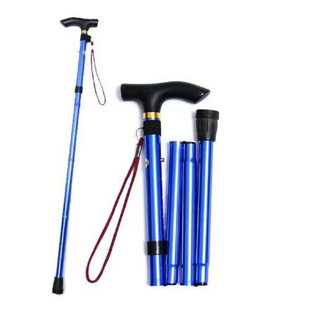 Non-slip Adjustable Height Aluminum Alloy Folding Walking Stick Cane Travel Crutch Alpenstock himalipasal