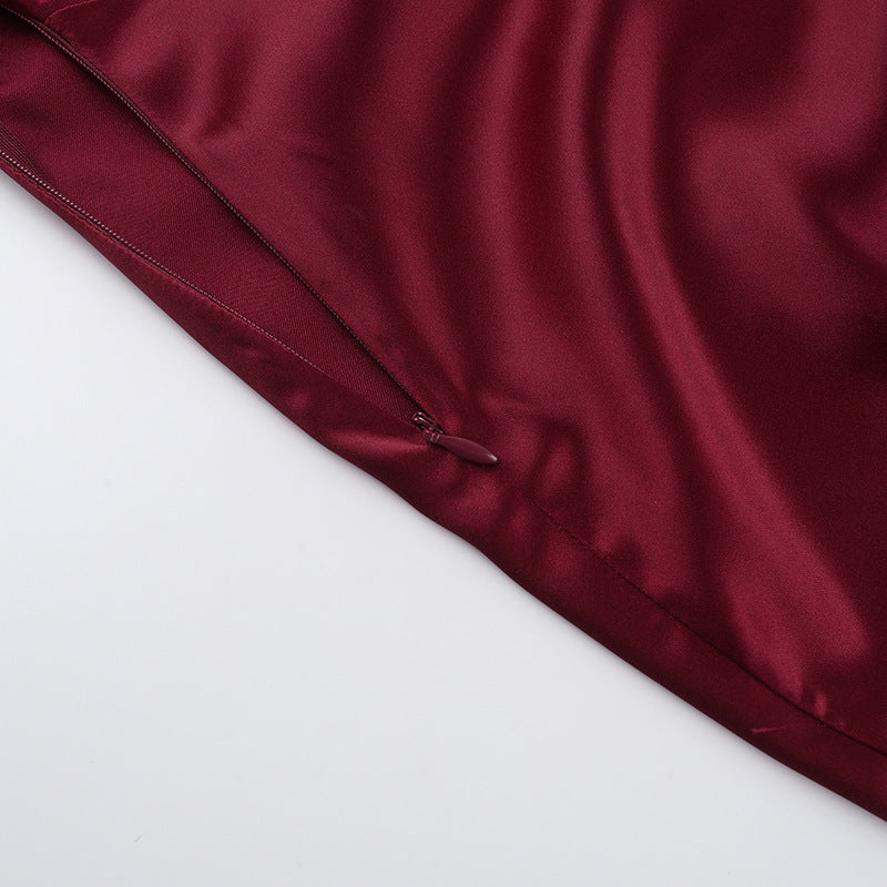 Sexy Backless Halter Satin Dress Women Elegant Dress Maxi Dress