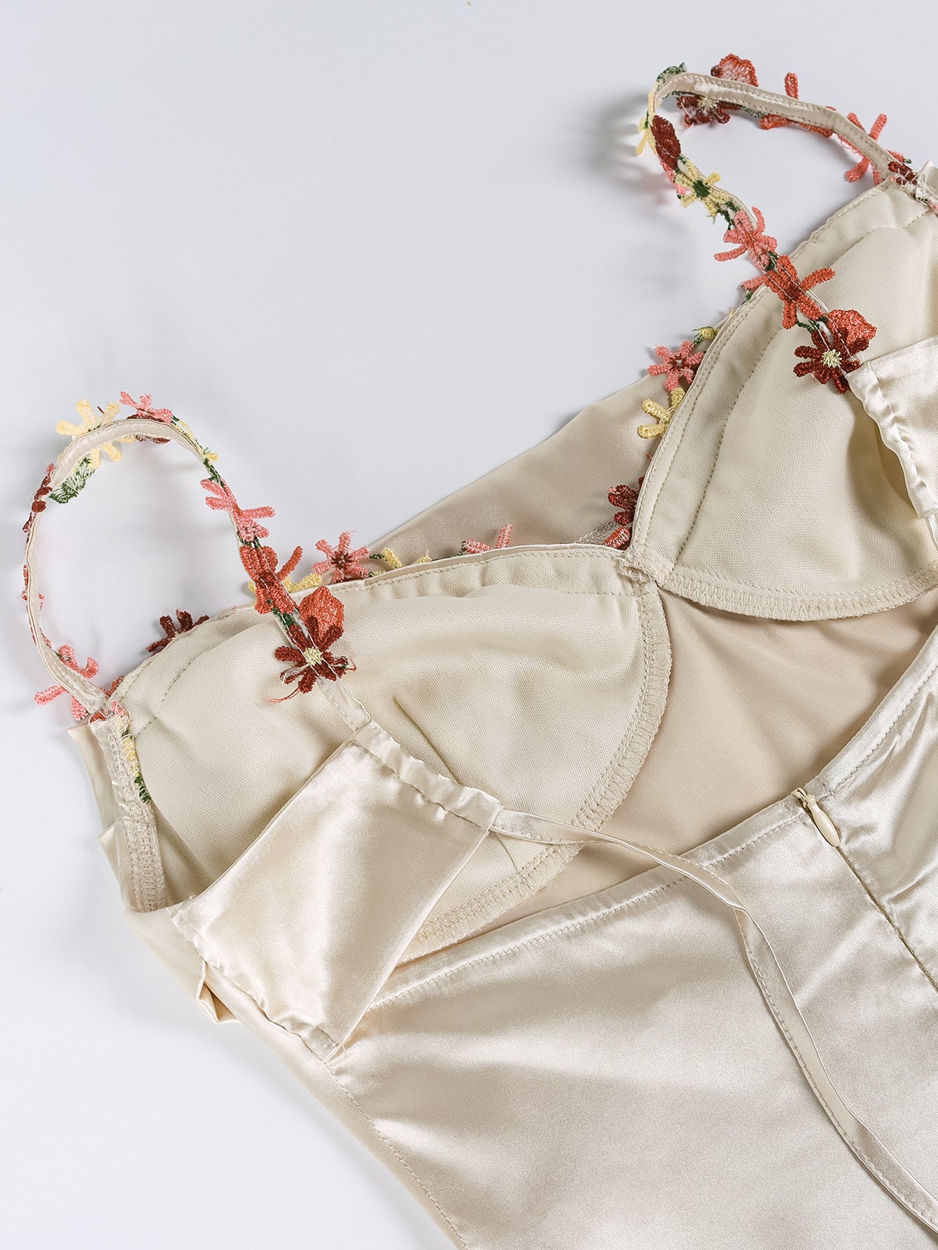 Long Sling Dress Sexy Summer Backless Lace up Silk Patchwork Edge Dress