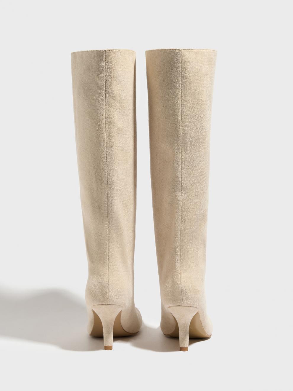 US Size Widen Women Knee High Suede Wide Calf Square Head Cover High Leg Boot