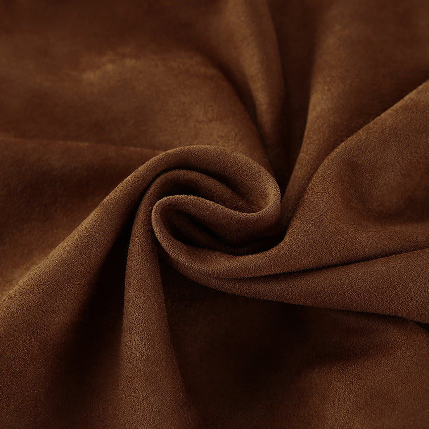 Autumn Women Clothing Coat Suede Matte Casual Short Retro British V neck Bandage Vest