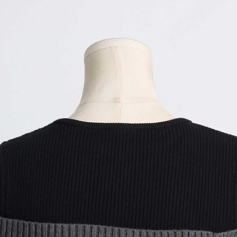 Autumn Elegant Slim Fit Slimming Patchwork Dress Socialite Knitted Dress for Women