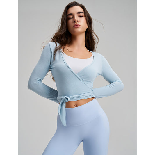 Personalized Yoga Long Sleeve Strap Yoga Clothes Outdoor High Sense Full Elastic Force Sports Dance Workout Clothes(Runs Small)