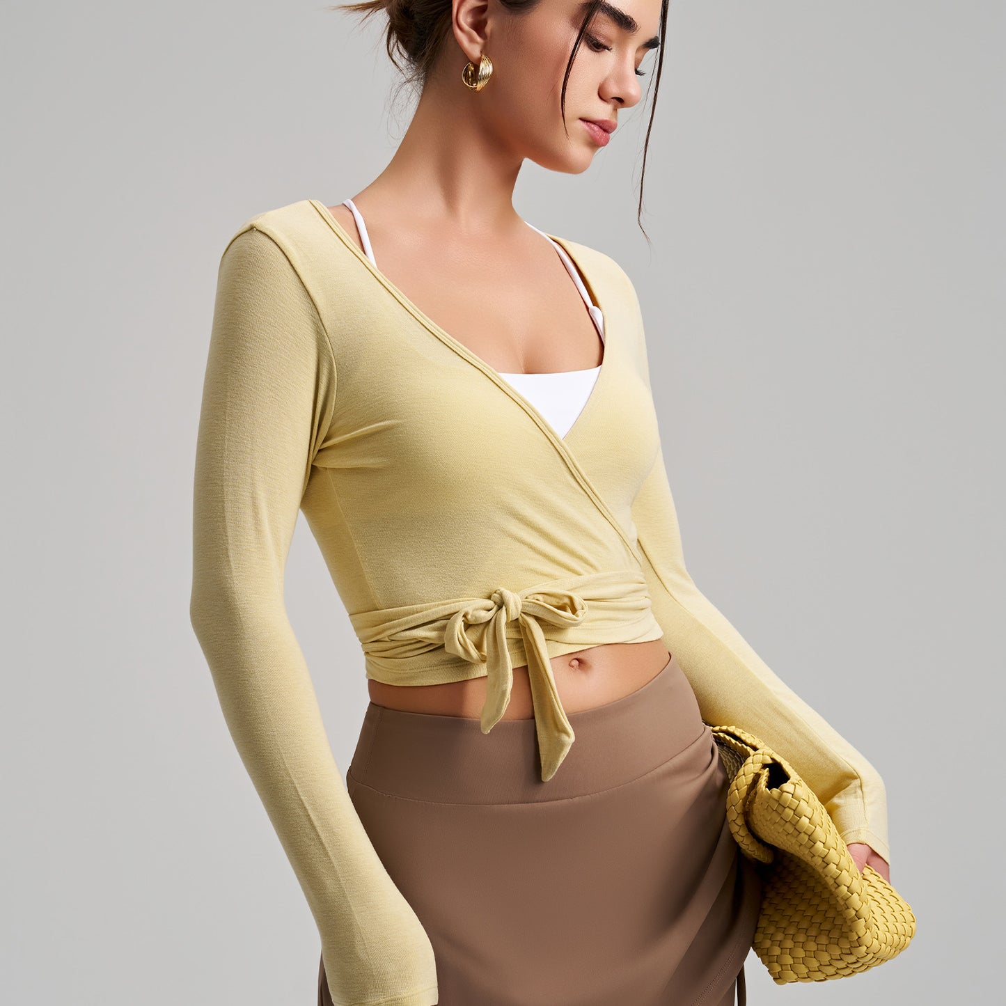 Personalized Yoga Long Sleeve Strap Yoga Clothes Outdoor High Sense Full Elastic Force Sports Dance Workout Clothes(Runs Small)