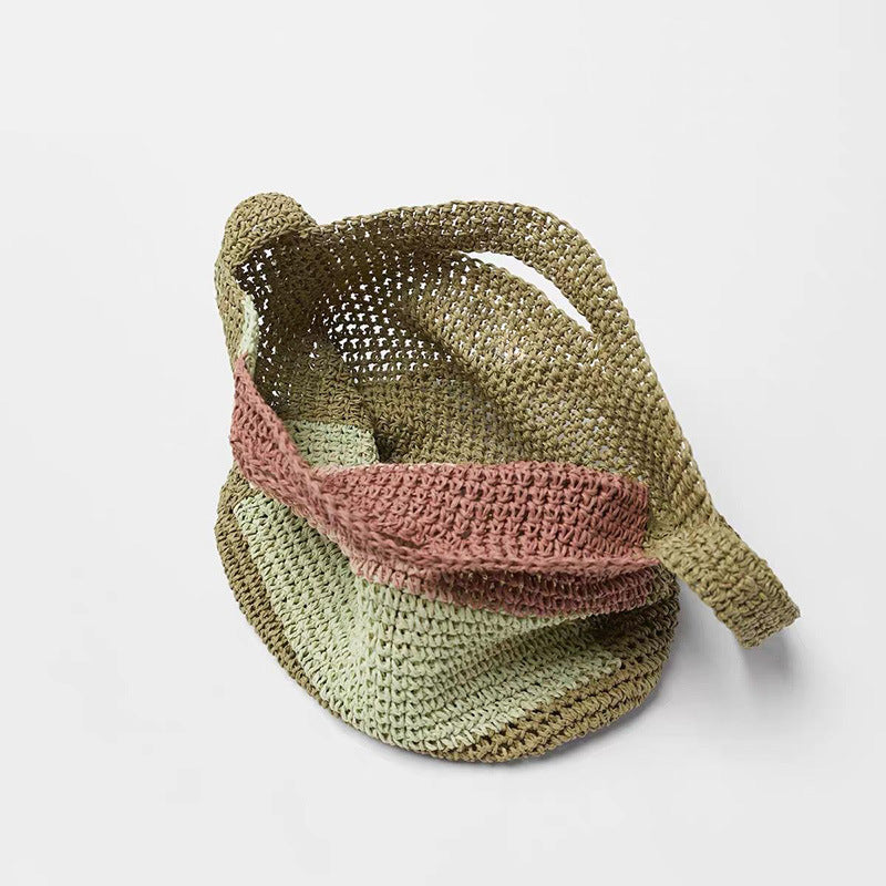 Cute Crossbody Straw Bag Women Color Matching Shopping Bag Fresh Woven Bag Portable Girls Bags
