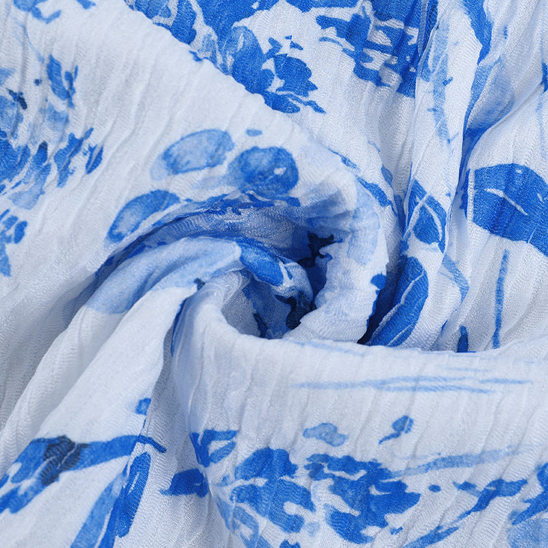 Half High Collar Long Sleeves Printed Fishtail Dress Women Autumn Sexy Dress