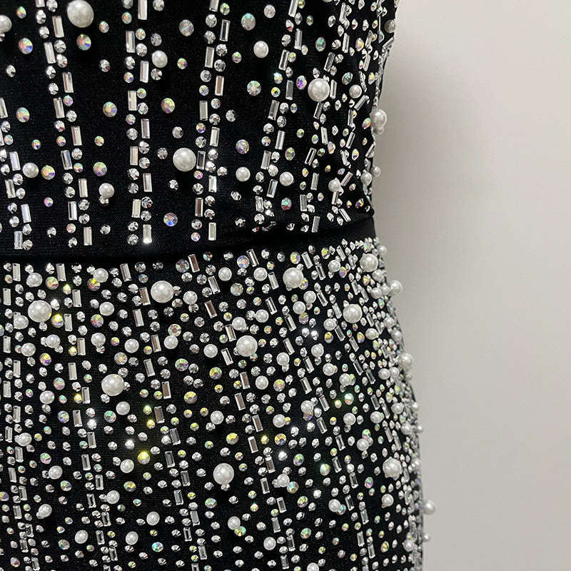 French Formal Dress Tube Top Elegant Sheath Beauty Back Lace up Dress Women Summer