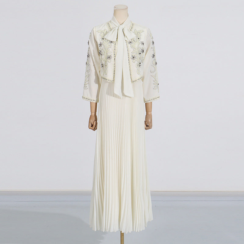 Ladies High Sense Women Spring Diamond Studded Design Blazers Dress Two Piece Sets