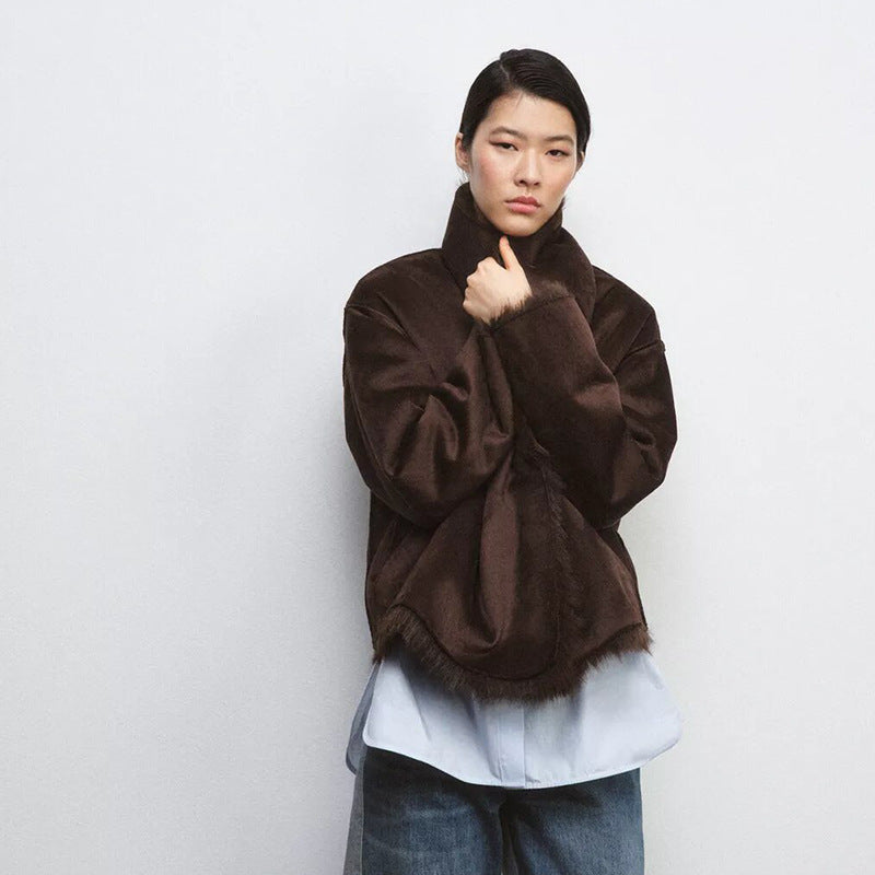 Women White Long Sleeve Short Jacket Coat