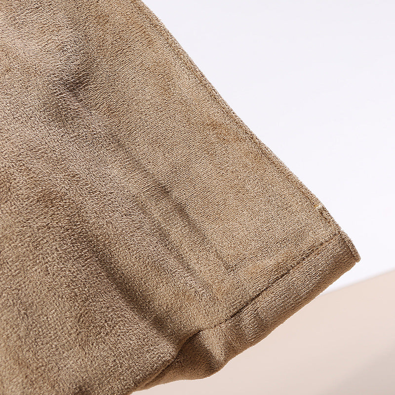 Square Heel Pointed Toe Mid Calf Length Knight Boots Women Suede Pleated Pile Sleeve Pointed Boots