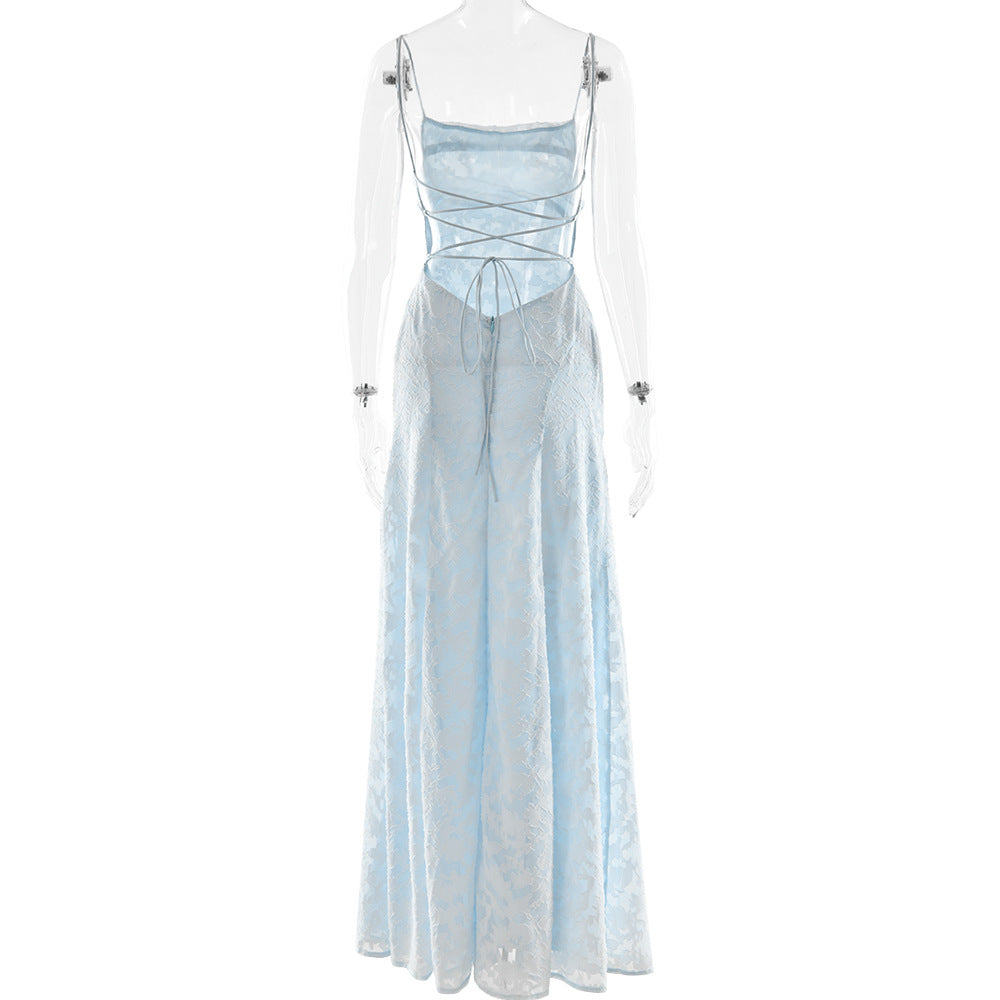 Summer Women Clothing Sexy Strap Chiffon Elegant Backless Evening Dress