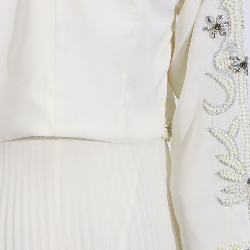 Ladies High Sense Women Spring Diamond Studded Design Blazers Dress Two Piece Sets