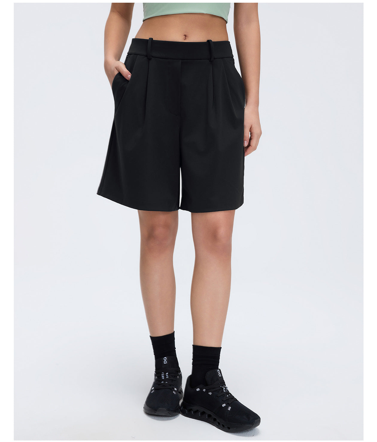 Summer Casual Straight Leg Shorts Women Solid Color High Waist Slimming Cropped Pants Loose Wide Leg Middle Pants