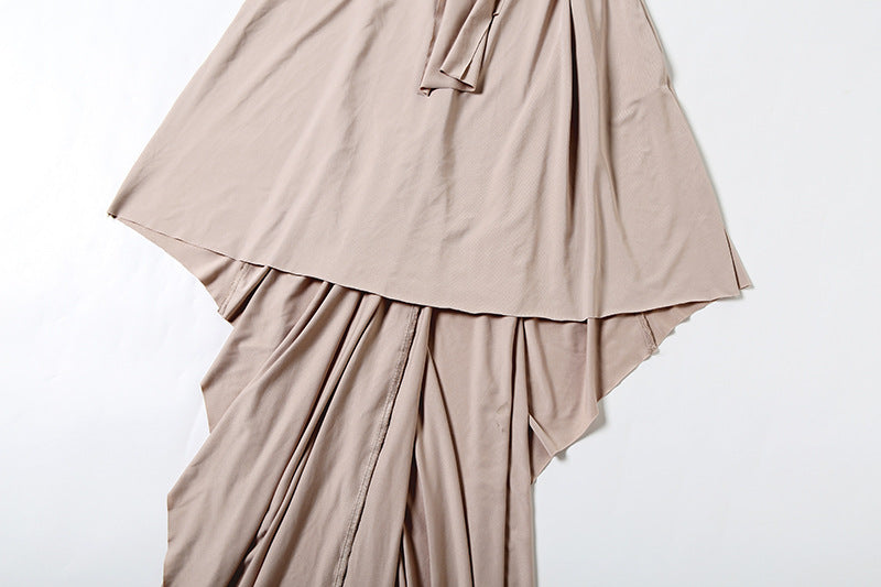 Summer Sexy Slim Hollow Out Cutout Long Sleeve Solid Color Elegant Dress Maxi Dress