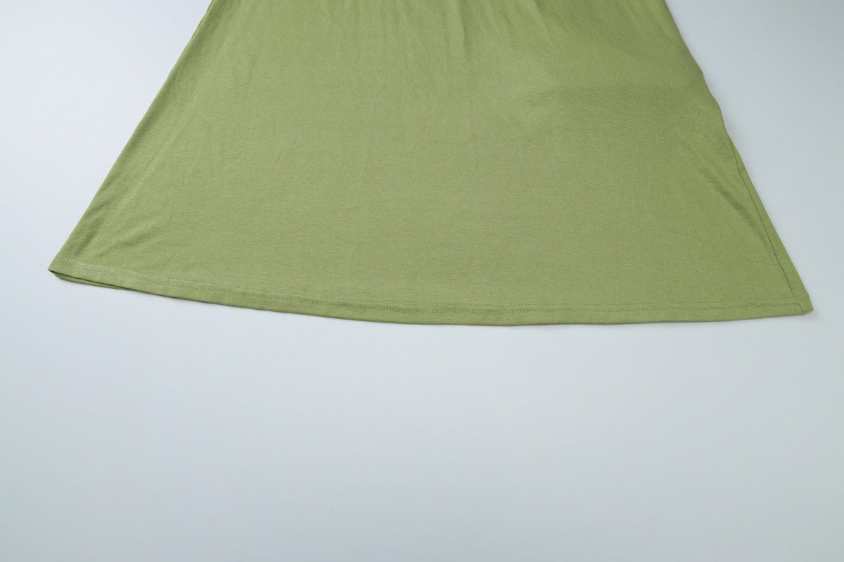 Cinched Patchwork Streamer Solid Color Wild Long Halter Backless Dress Women Clothing