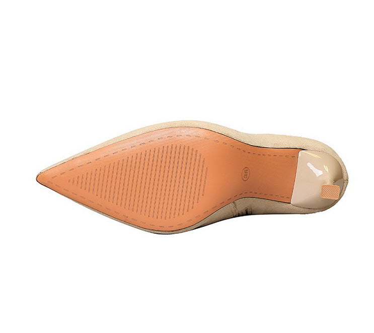 Sexy Boots Pointed Toe Suede Stiletto Heel Belt Buckle Side Zipper High Heel Boots Women