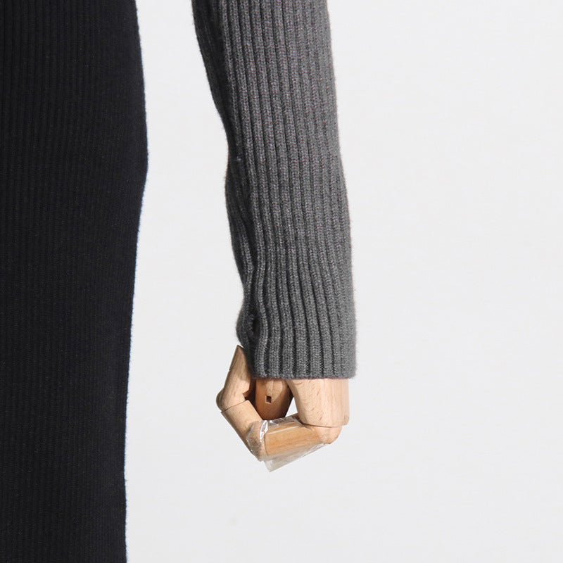 Autumn Elegant Slim Fit Slimming Patchwork Dress Socialite Knitted Dress for Women