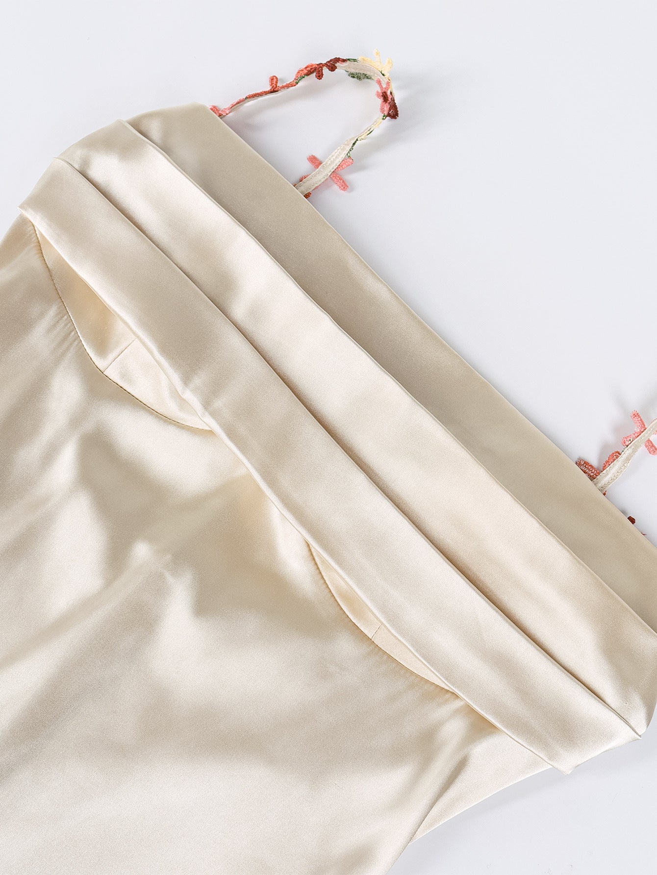 Long Sling Dress Sexy Summer Backless Lace up Silk Patchwork Edge Dress