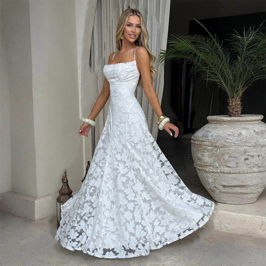 Summer Women Clothing Sexy Strap Chiffon Elegant Backless Evening Dress