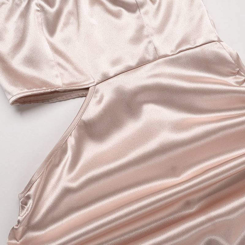 Socialite Elegant Sexy Halter Hollow Out Cutout Slit Formal Dress Dress Summer Suspender Dress