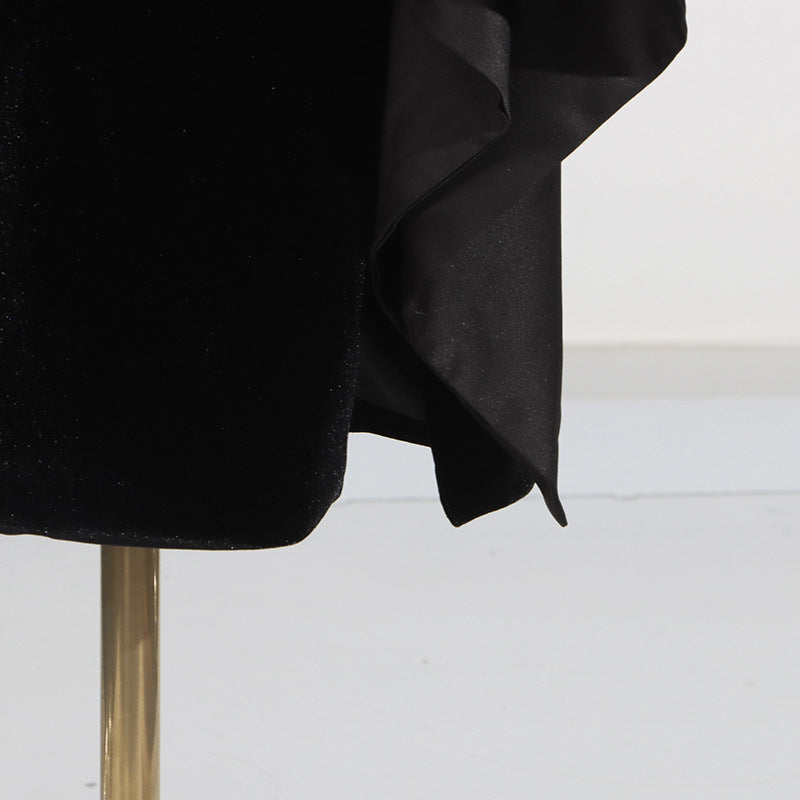 Sexy Tube Top Dress Black Elegant Irregular Asymmetric Design Sleeveless Dress Women